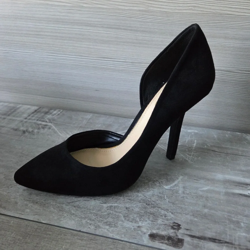 Jessica Simpson Joni Black Faux Suede d'Orsay Stiletto Pumps Womens 8.5